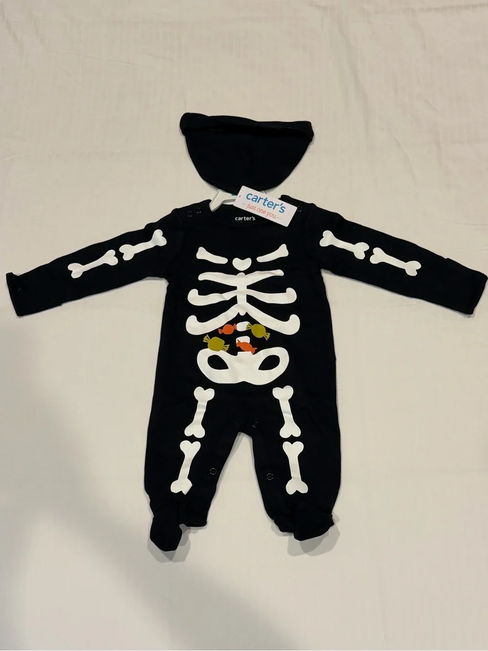 🖤🧡 NWT Carter’s Baby Skeleton Sleeper w/ Hat - Halloween - 3 Months 🧡🖤